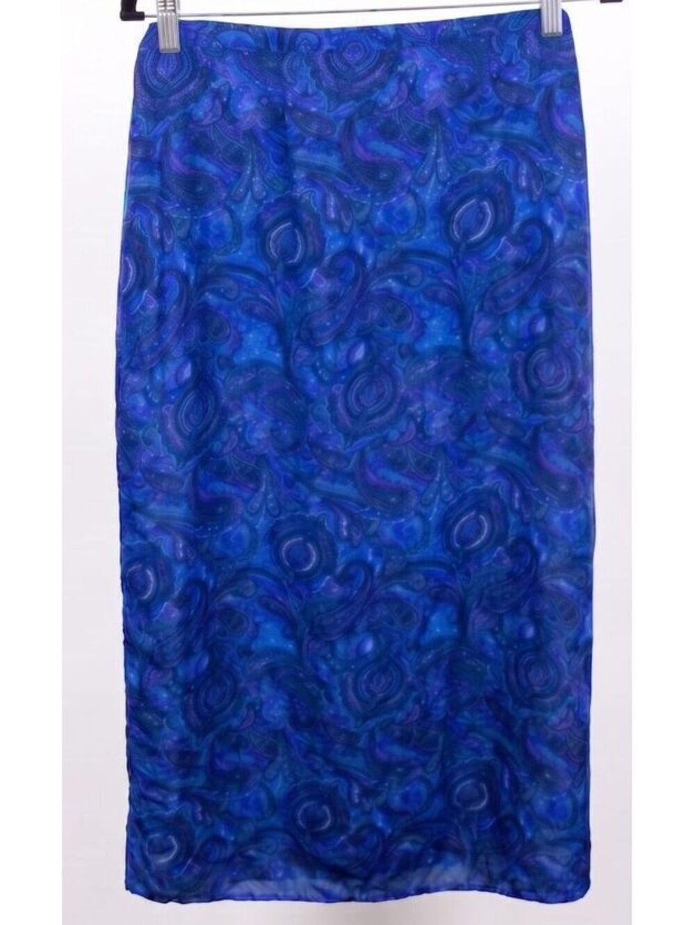 Venezia Jeans Blue Purple Paisley Print Stretch Skirt 90s Vintage Plus Sz 26/28